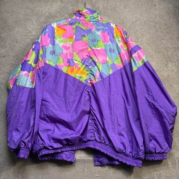 Slade Vintage 90s Purple Track Jacket Abstract Windbreaker Zip Up XL - Picture 8 of 9